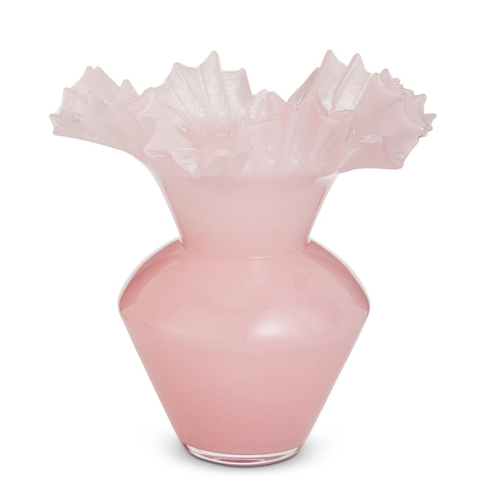 RAZ Imports 14.5" Pink Ruffle Vase