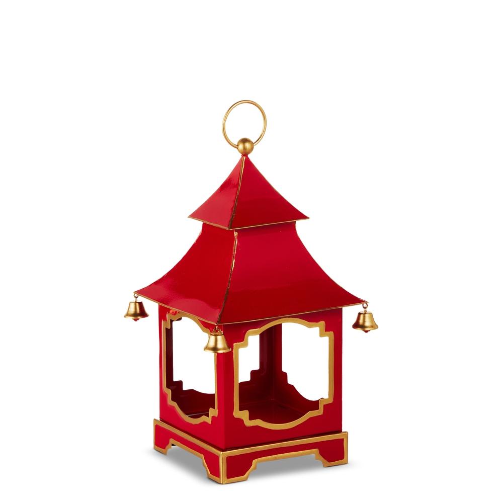 RAZ Imports 14.5" Red and Gold Bell Pagoda Lantern