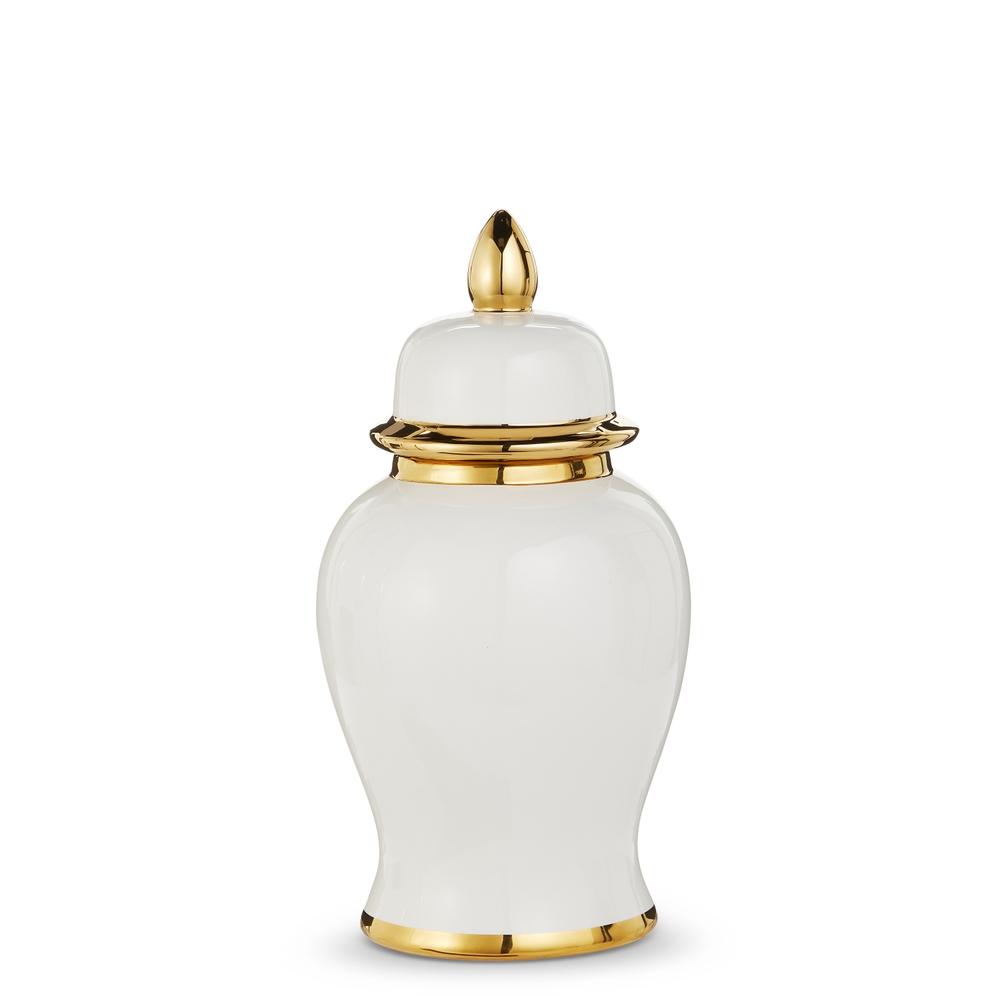 RAZ Imports 14.5" White and Gold Ginger Jar