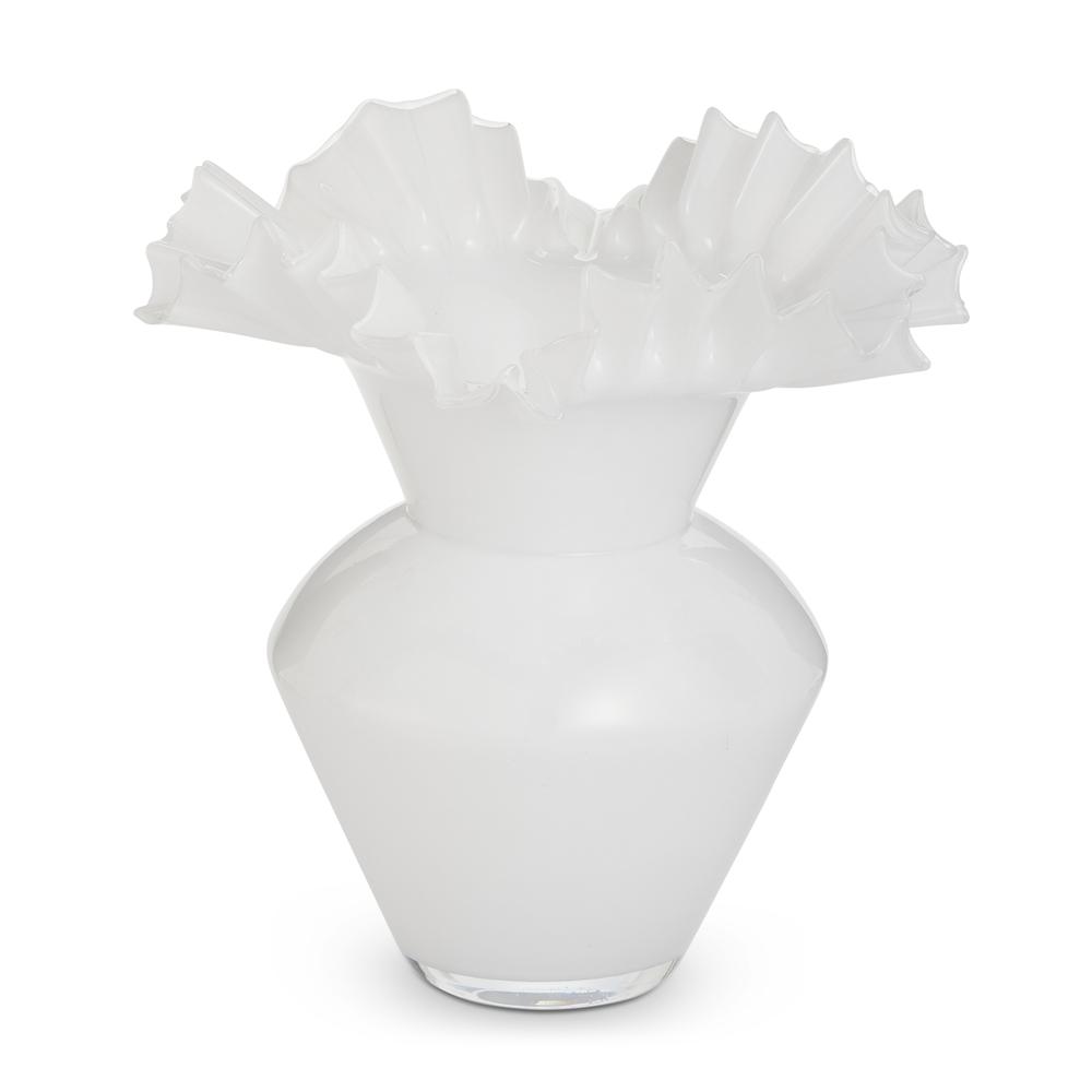 RAZ Imports 14.5" White Ruffle Vase