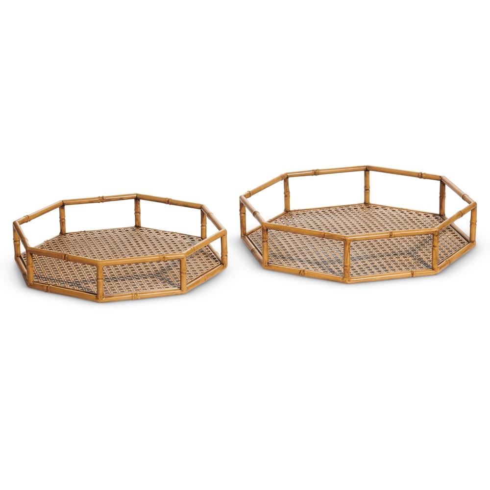 RAZ Imports 14.75" Faux Bamboo Octagonal Trays