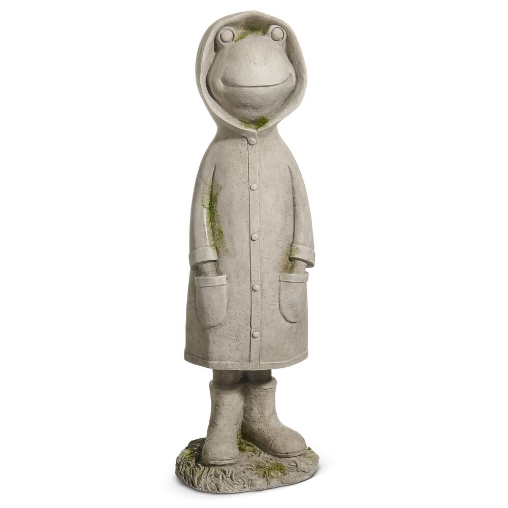 RAZ Imports 14" Concrete Look Frog in Raincoat