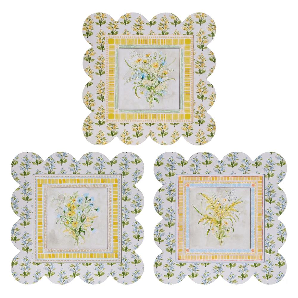 RAZ Imports 14" Floral Tile Wall Art