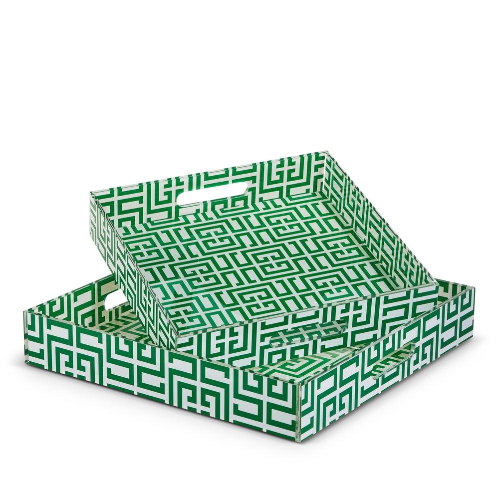 RAZ Imports 14" Green Greek Key Trays