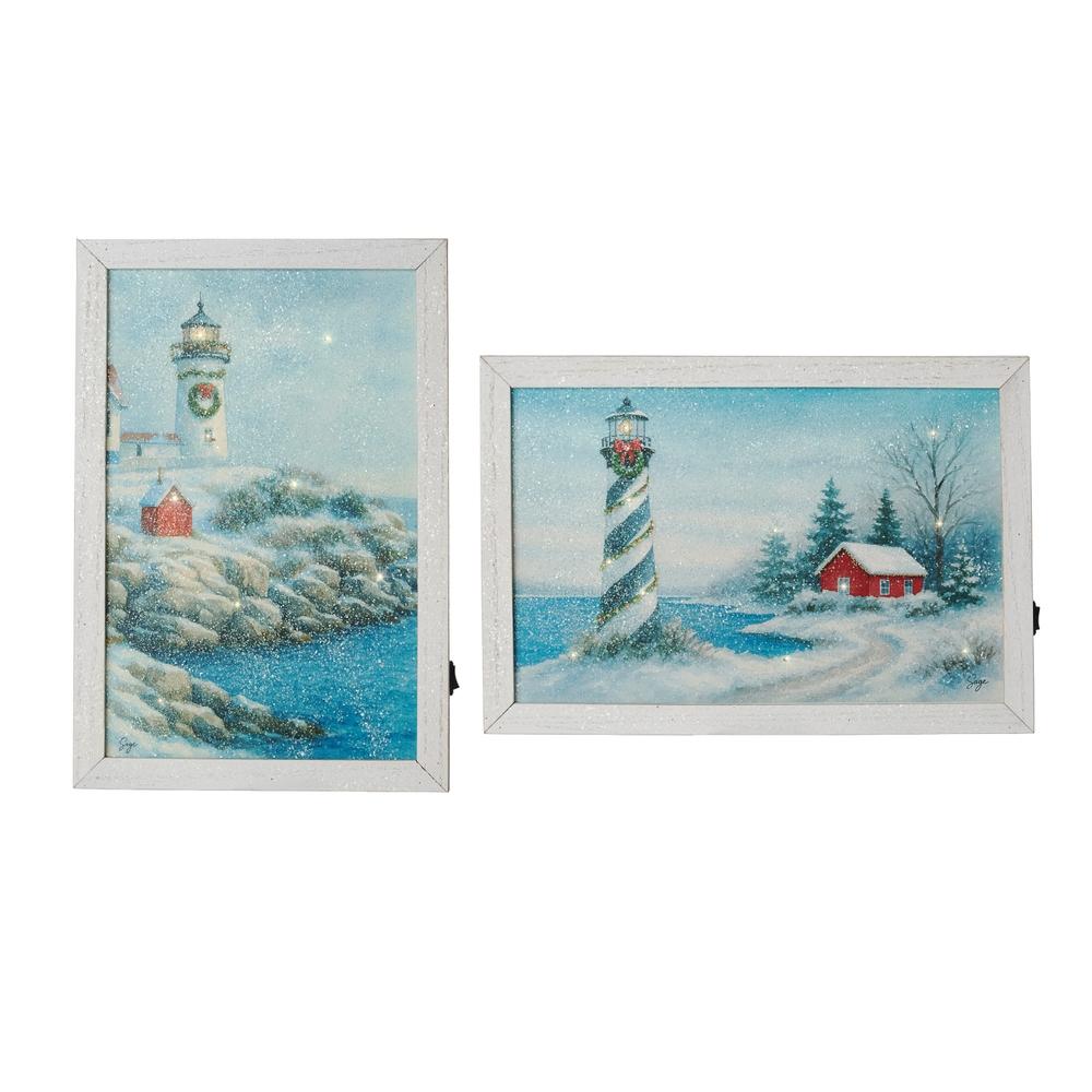 RAZ Imports 14" Lighthouse Christmas Lit Print