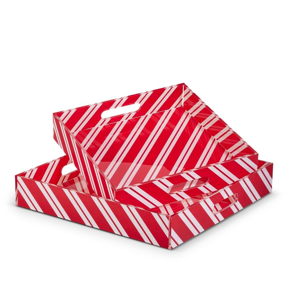 RAZ Imports 14" Peppermint Stripe Trays