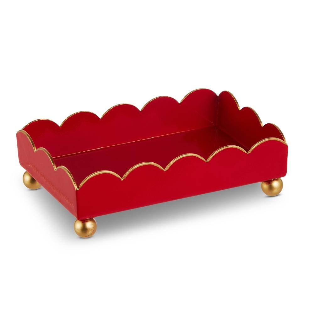 RAZ Imports 14" Red Scalloped Tray