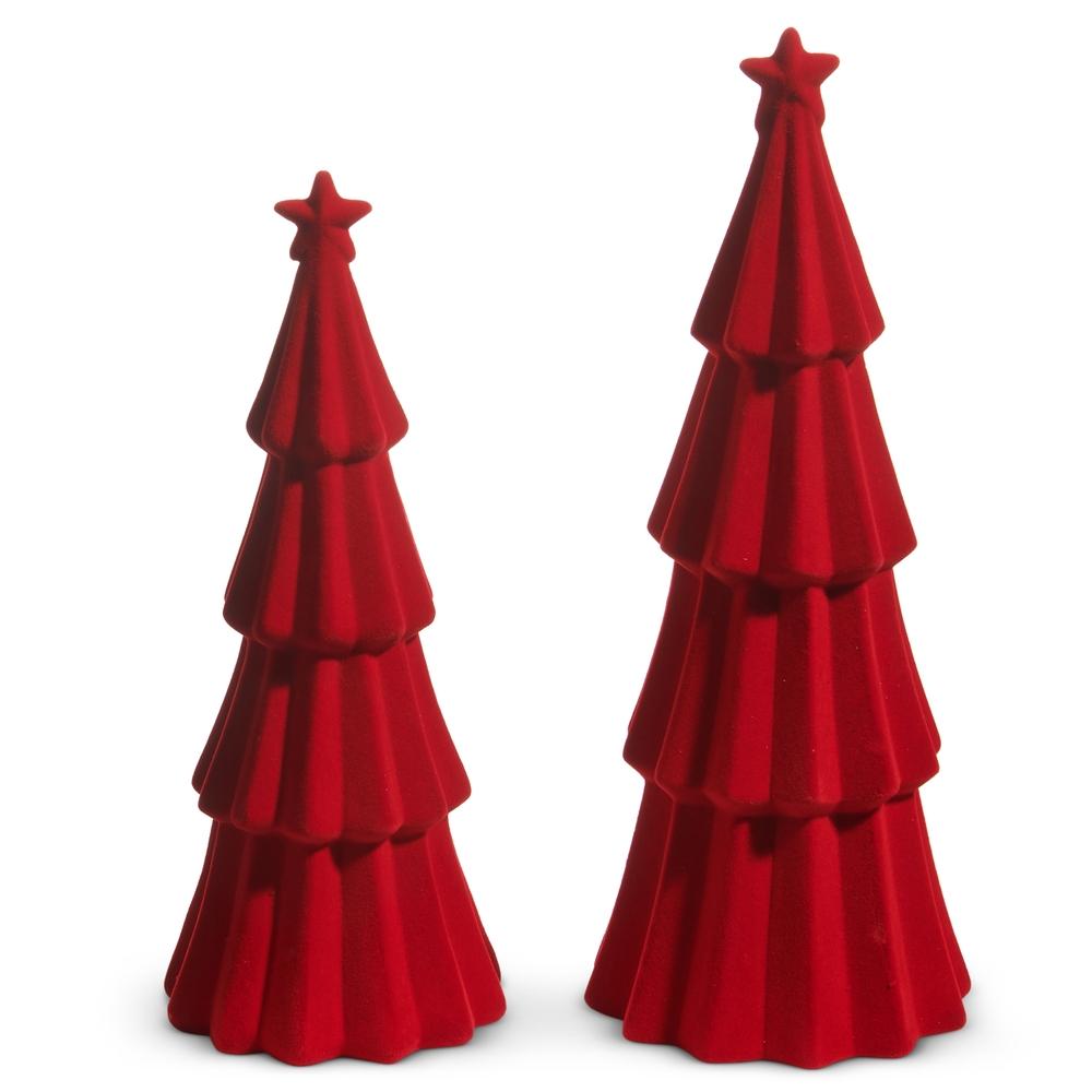 RAZ Imports 14" Red Tiered Flocked Trees