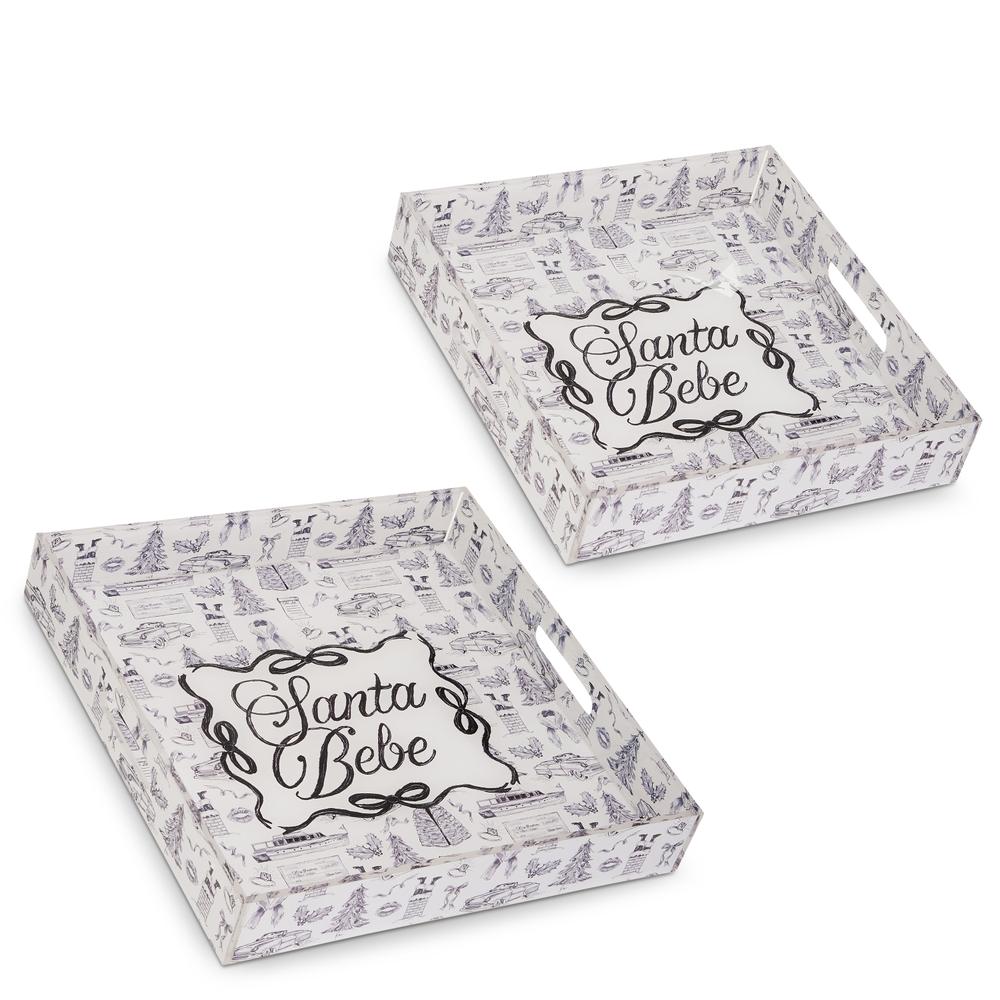 RAZ Imports 14" Santa Bebe Toile Trays