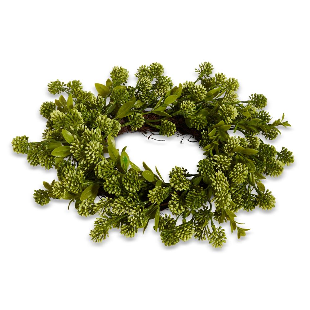 RAZ Imports 14" Sedum Mini Wreath-Candle Ring