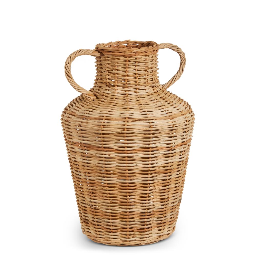 RAZ Imports 14" Wicker Ginger Jar Vase with Handles