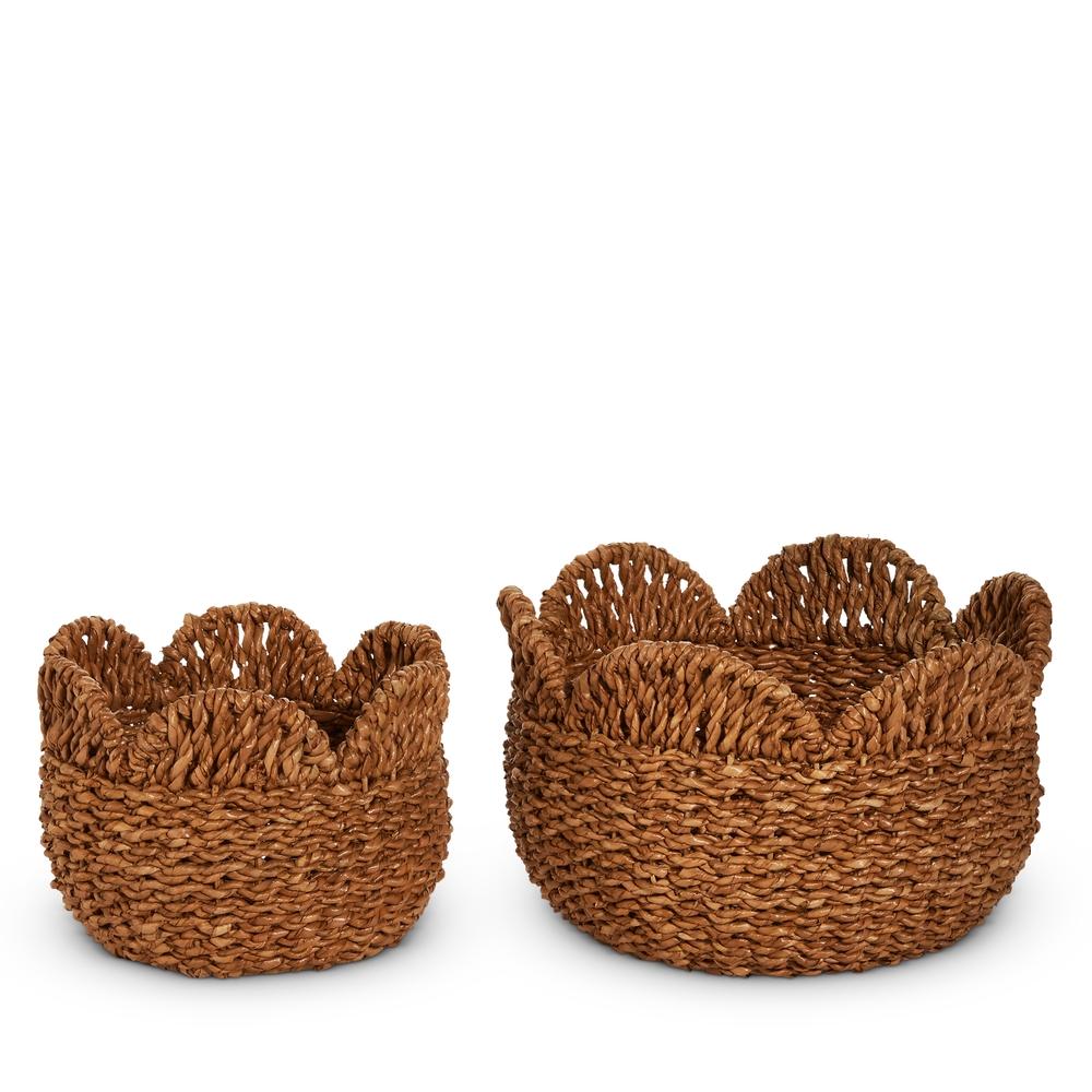 RAZ Imports 15.25" Woven Scalloped Baskets