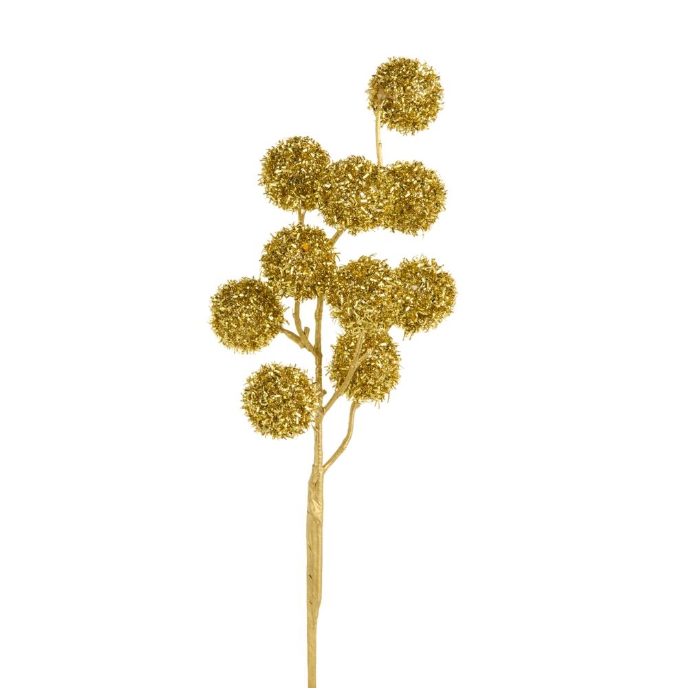 RAZ Imports 15.5" Gold Tinsel Ball Spray