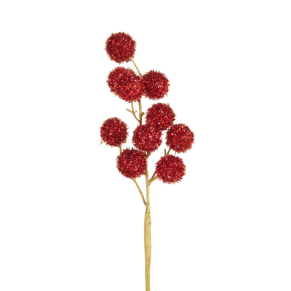 RAZ Imports 15.5" Red Tinsel Ball Spray