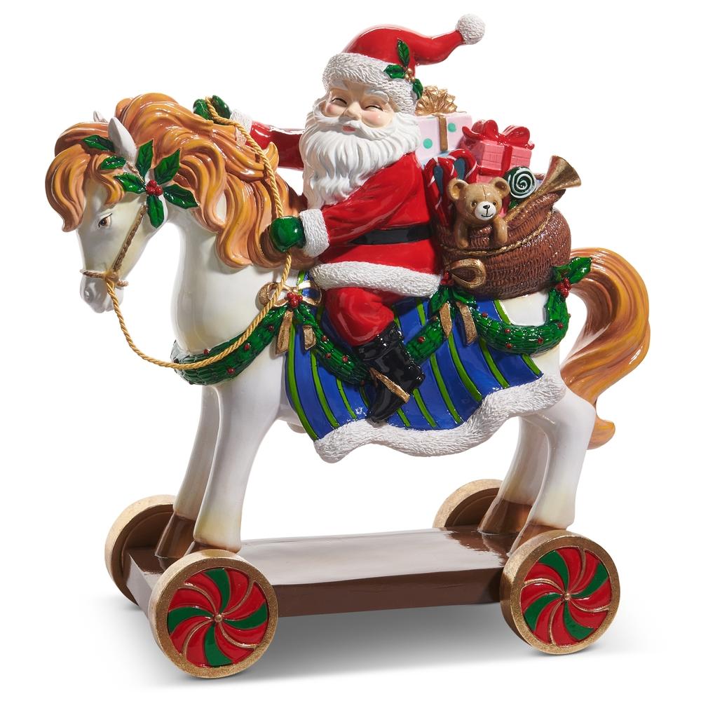 RAZ Imports 15.5" Santa on Toy Horse