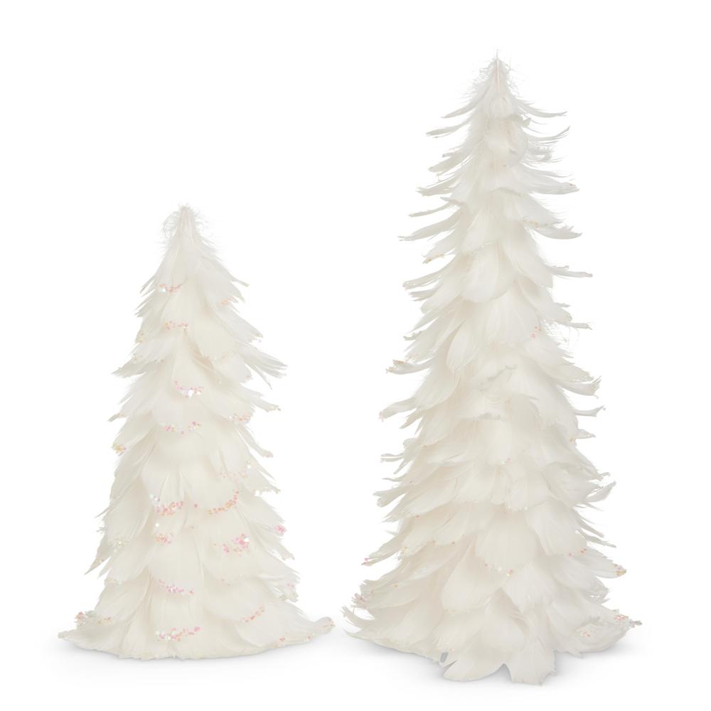 RAZ Imports 15.5" White Feather Cone Tree