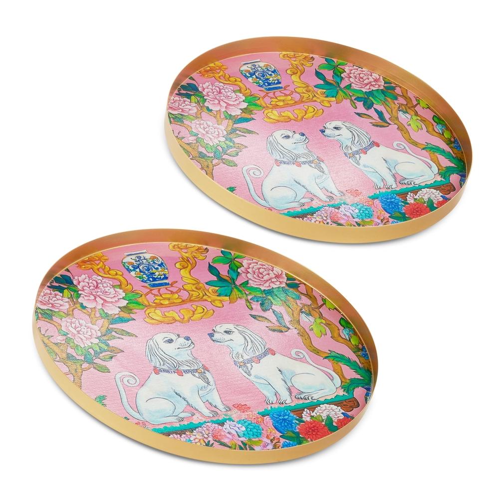 RAZ Imports 15.75" Pink Dog Trays