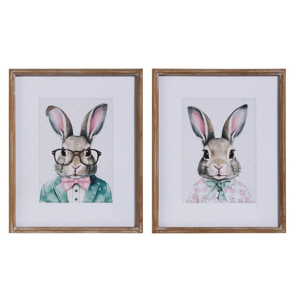 RAZ Imports 15" Dapper Bunnies Framed Wall Art