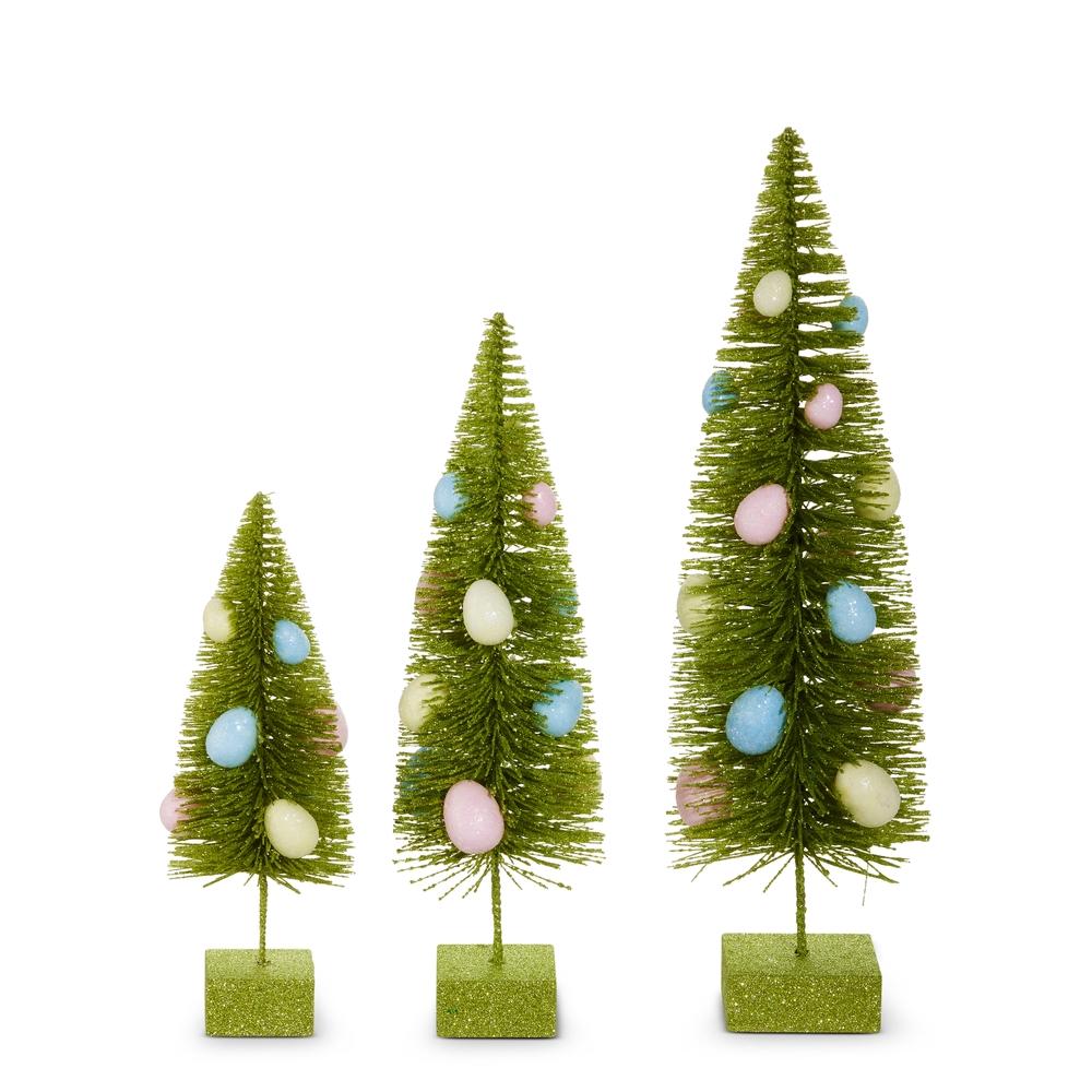 RAZ Imports 15" Green Egg Bottle Brush Trees