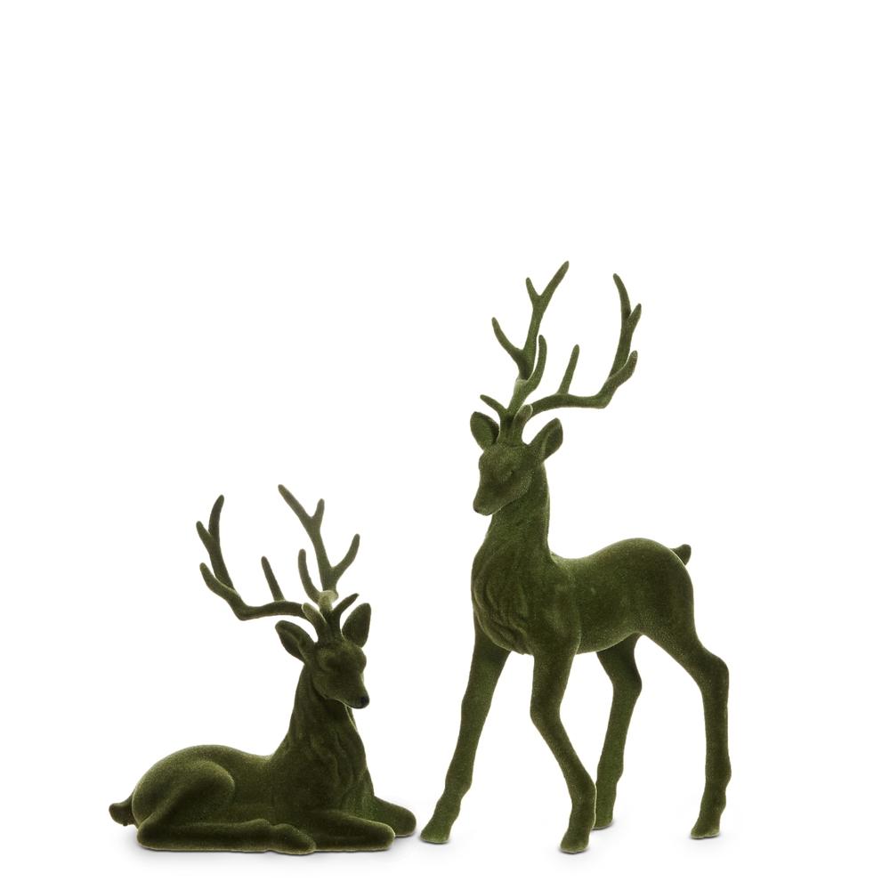 RAZ Imports 15" Green Flocked Deer