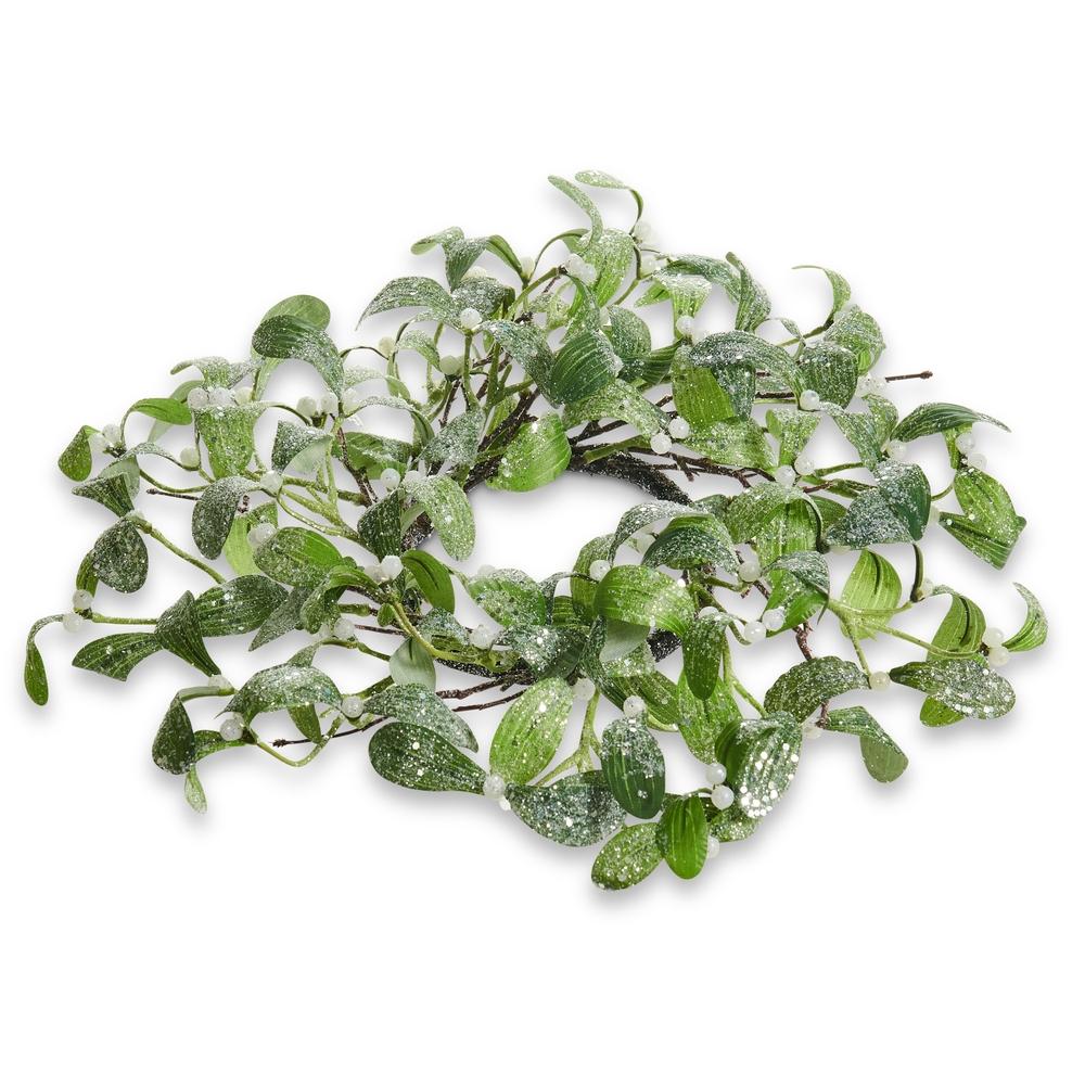 RAZ Imports 15" Iced Mistletoe Candle Ring