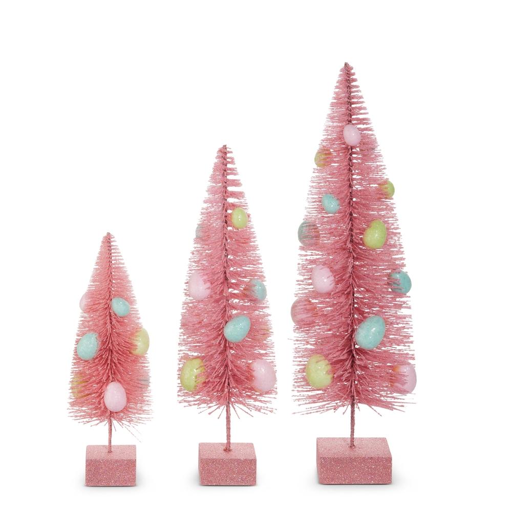 RAZ Imports 15" Pink Egg Bottle Brush Trees