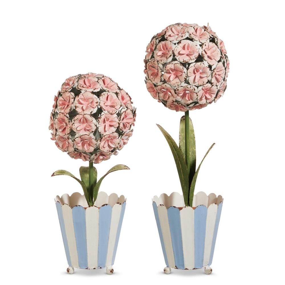 RAZ Imports 15" Pink Hydrangea Metal Topiaries