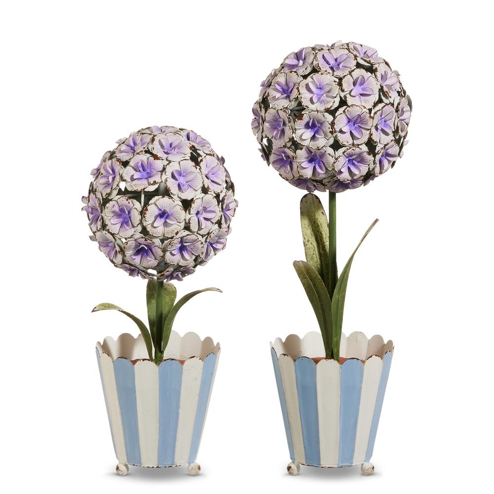 RAZ Imports 15" Purple Hydrangea Metal Topiaries