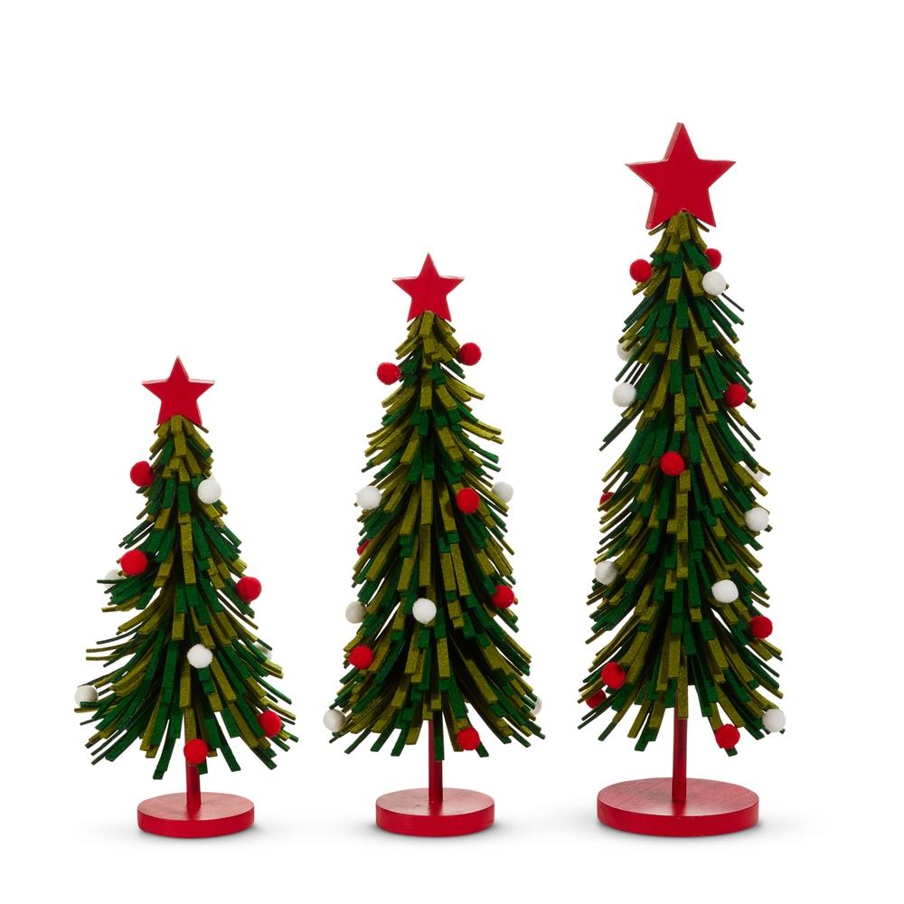 RAZ Imports 15" Red and Green Felt Trees