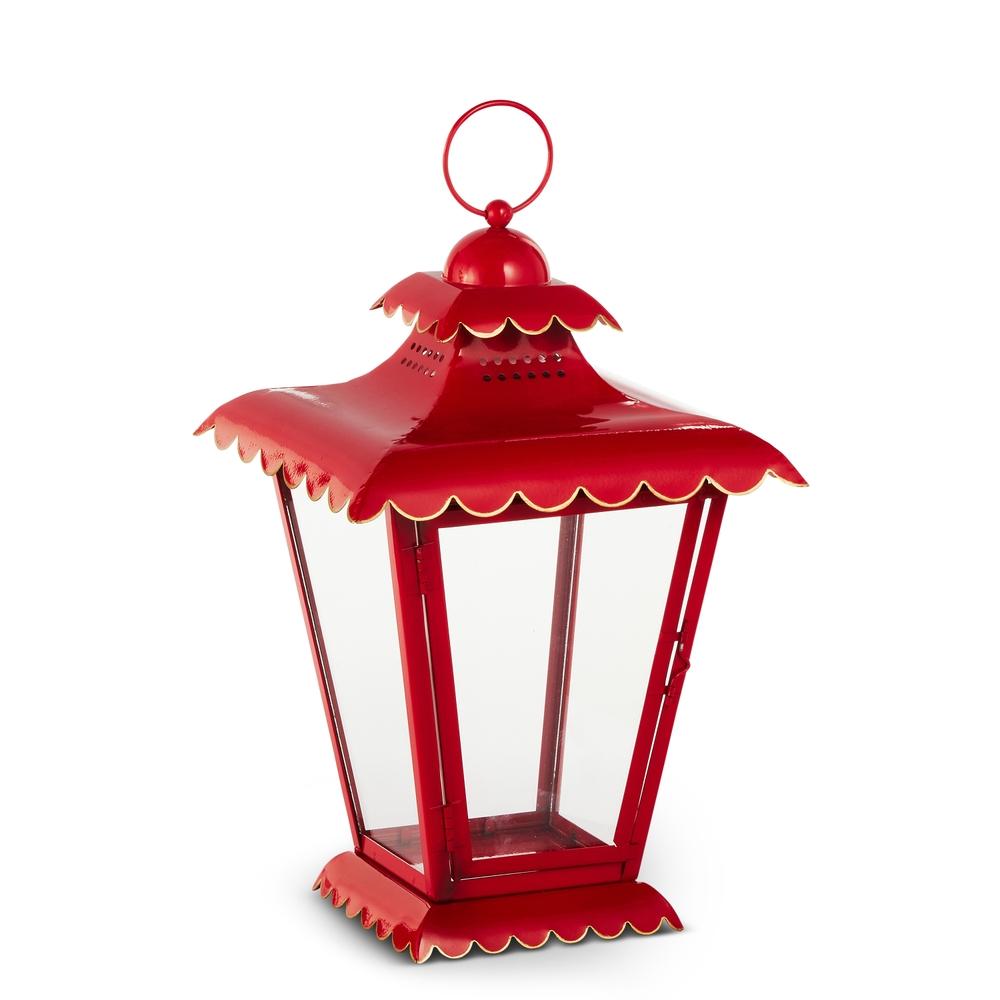 RAZ Imports 15" Red Scalloped Lantern