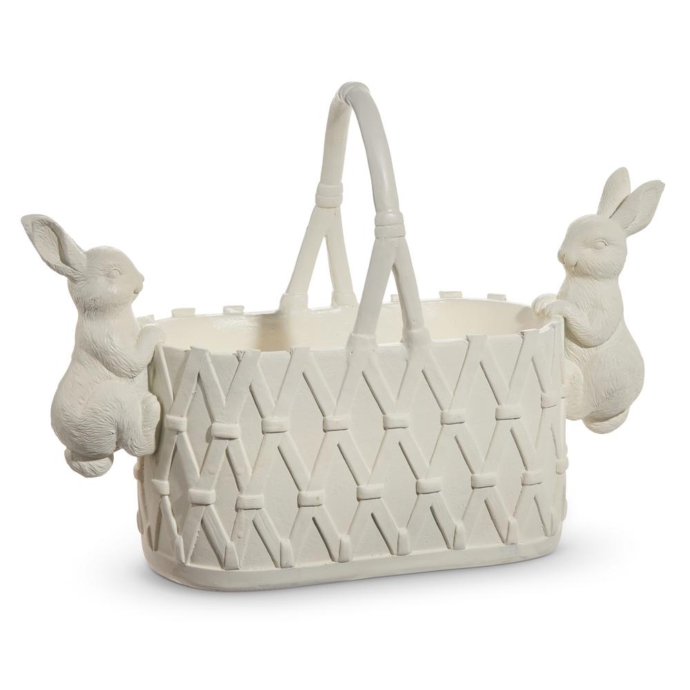 RAZ Imports 16.5" White Oval Bunny Basket