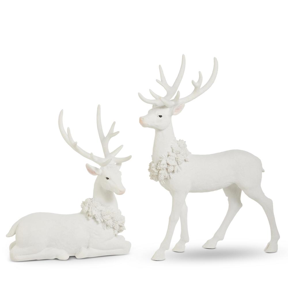 RAZ Imports 16" Flocked Deer with Wreath