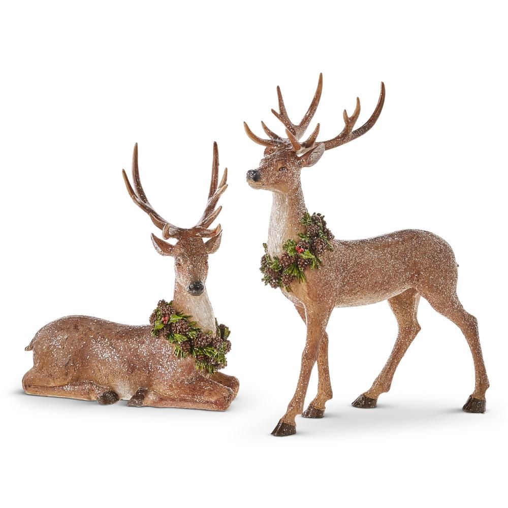 RAZ Imports 16" Glittered Deer with Wreath