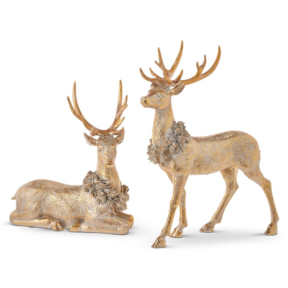 RAZ Imports 16" Gold Deer with Wreath