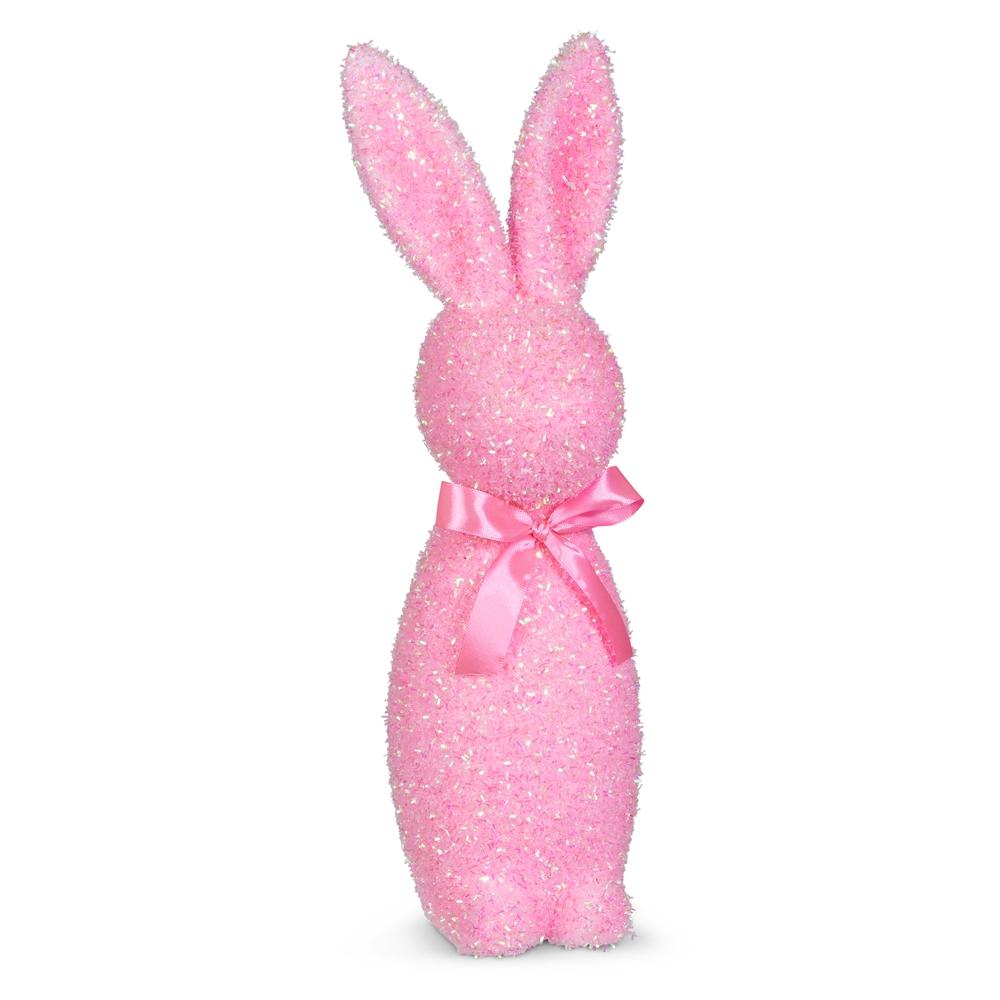 RAZ Imports 16" Iridescent Pink Flocked Bunny