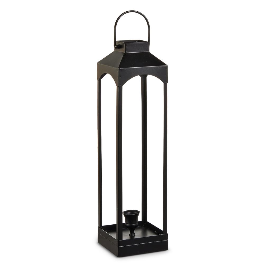 RAZ Imports 16" Matte Black Lantern Candle Holder