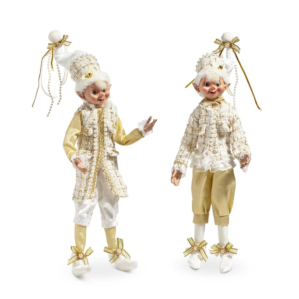 RAZ Imports 16" Posable Champagne Tweed Elf