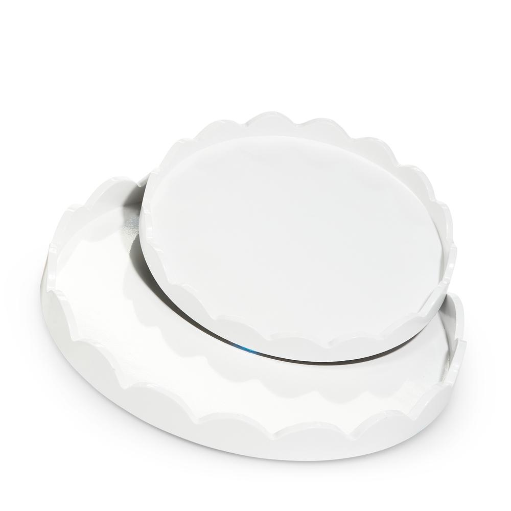 RAZ Imports 16" Round White Scallop Tray