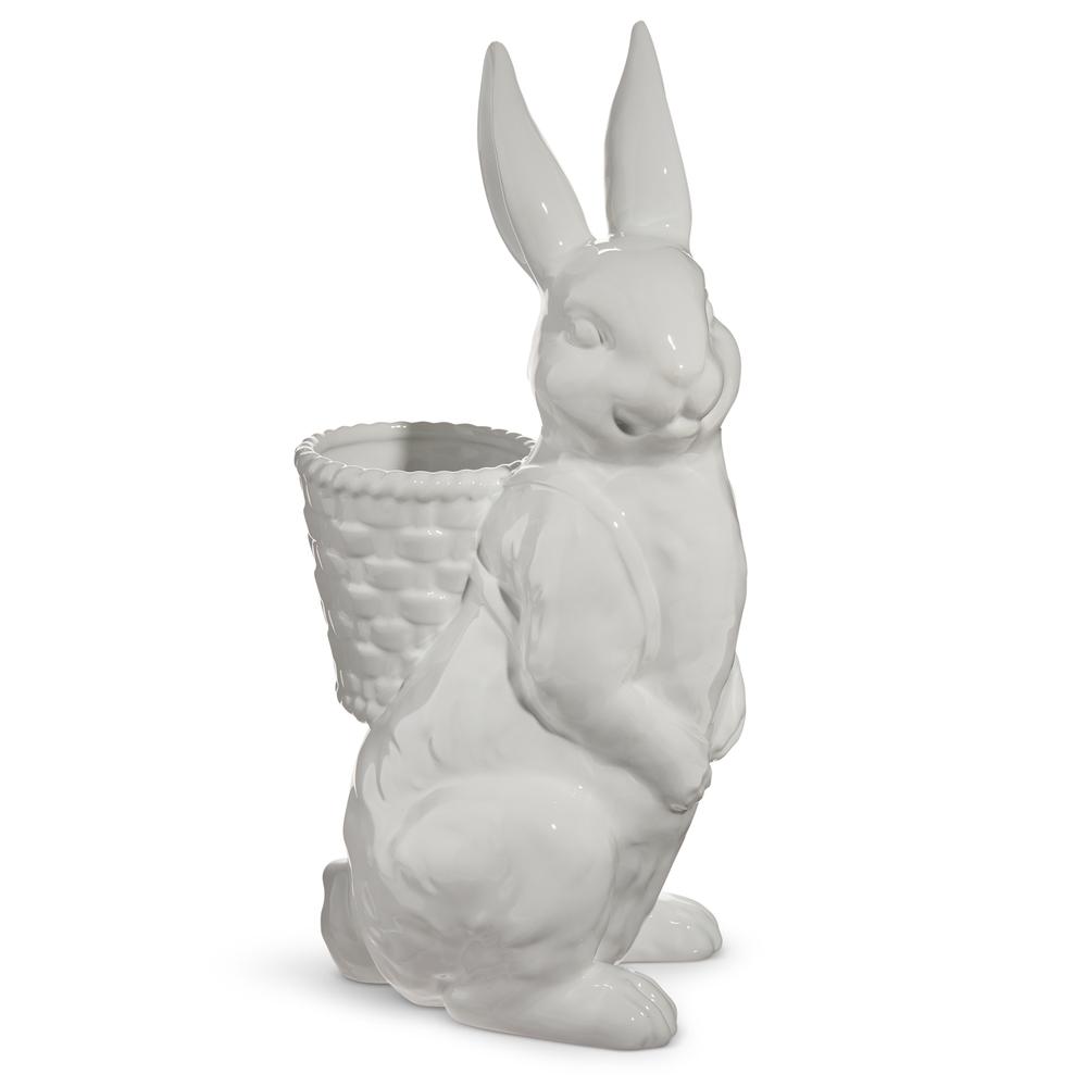 RAZ Imports 16" White Rabbit with Basket Backpack