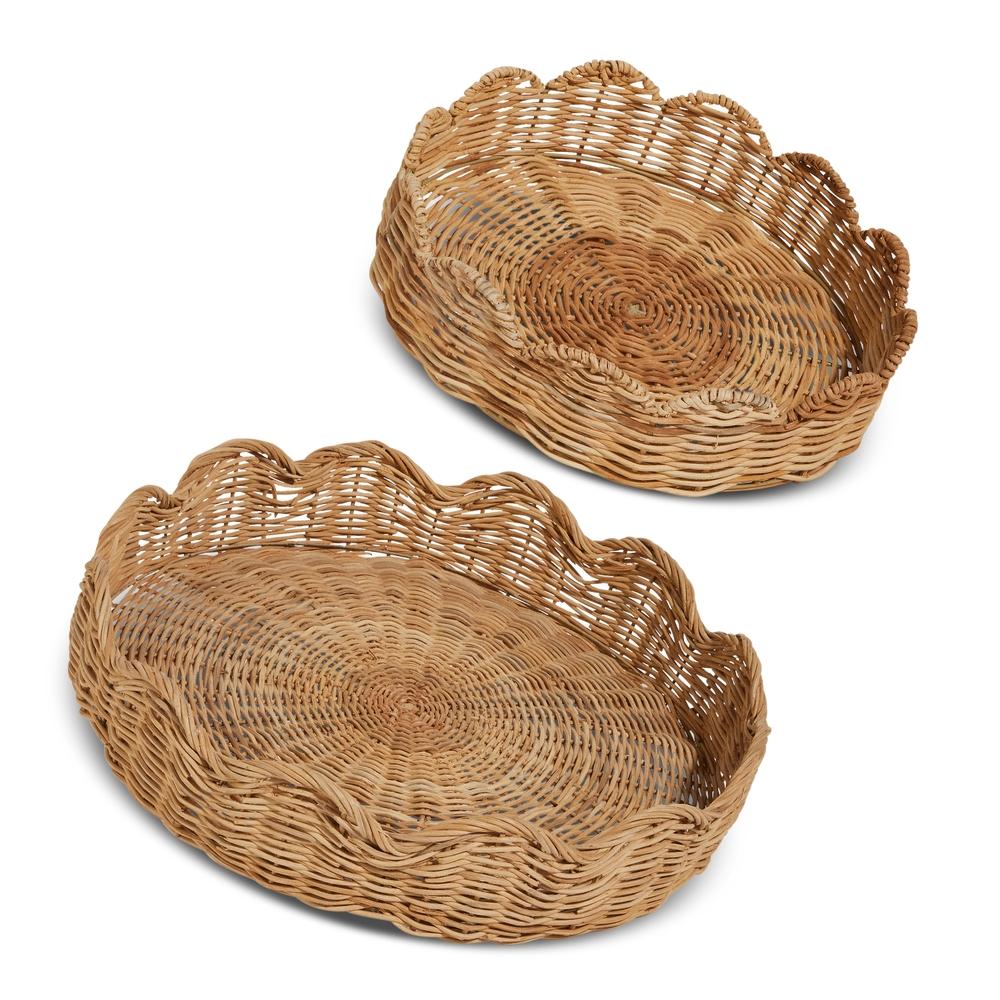 RAZ Imports 16" Wicker Scalloped Edge Trays