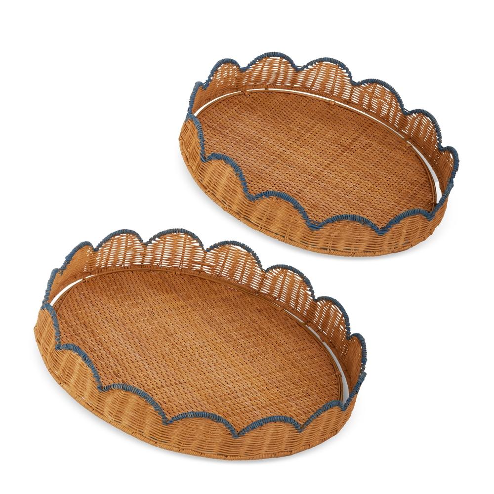 RAZ Imports 16" Woven Scalloped Trays