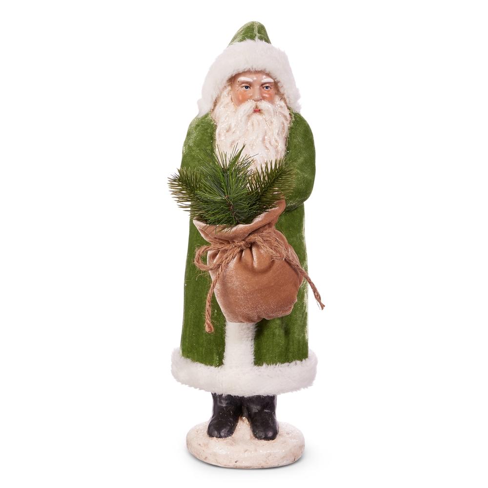 RAZ Imports 17.25" Green Velvet Santa