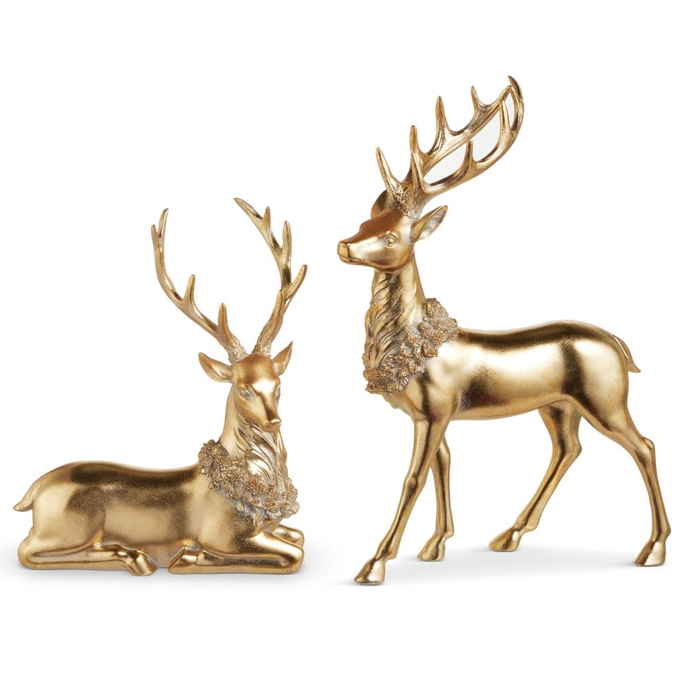 RAZ Imports 17.75" Gold Deer with Wreath