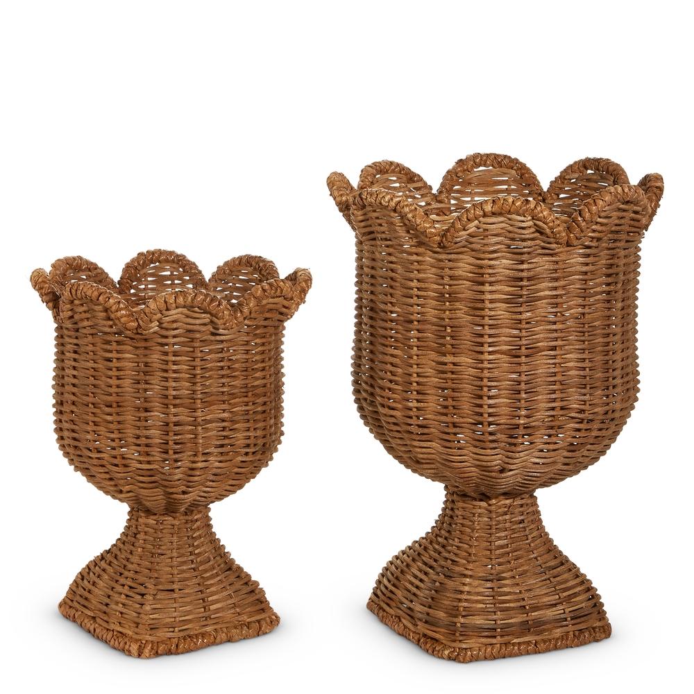 RAZ Imports 17.75" Woven Scalloped Urns