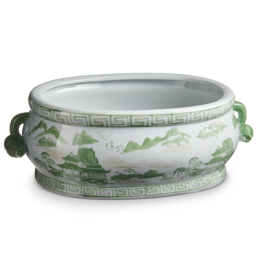 RAZ Imports 17" Green and White Planter