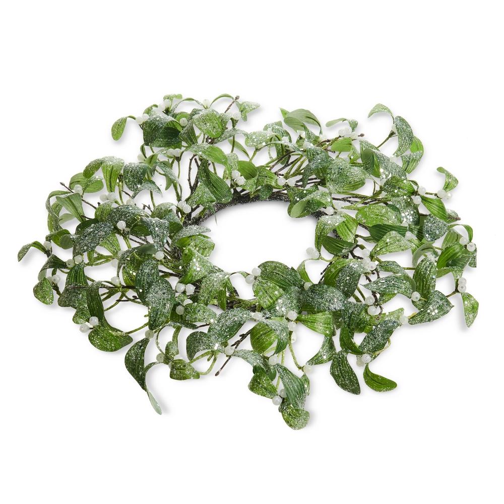 RAZ Imports 17" Iced Mistletoe Candle Ring