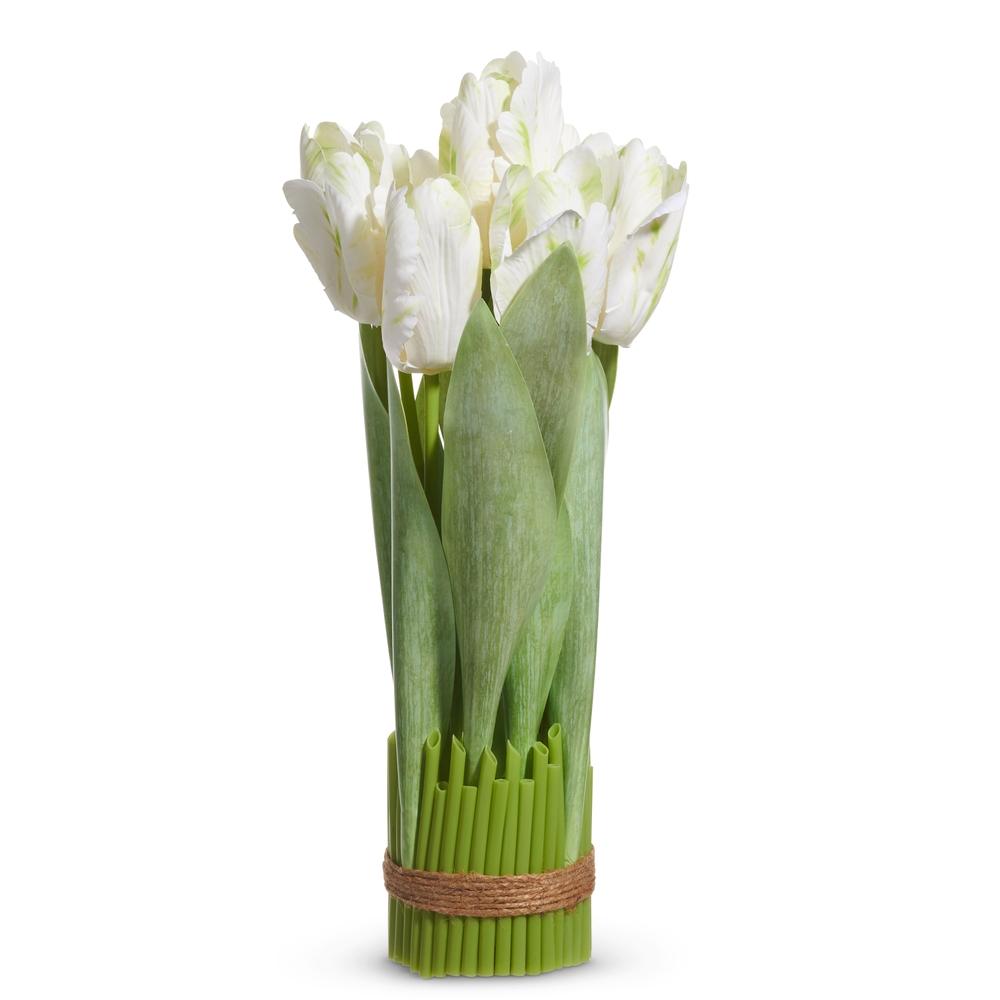 RAZ Imports 17" White Tulip Arrangement Drop In