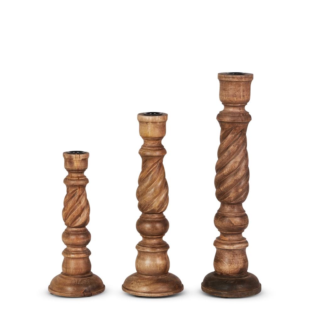 RAZ Imports 17" Wooden Candlesticks