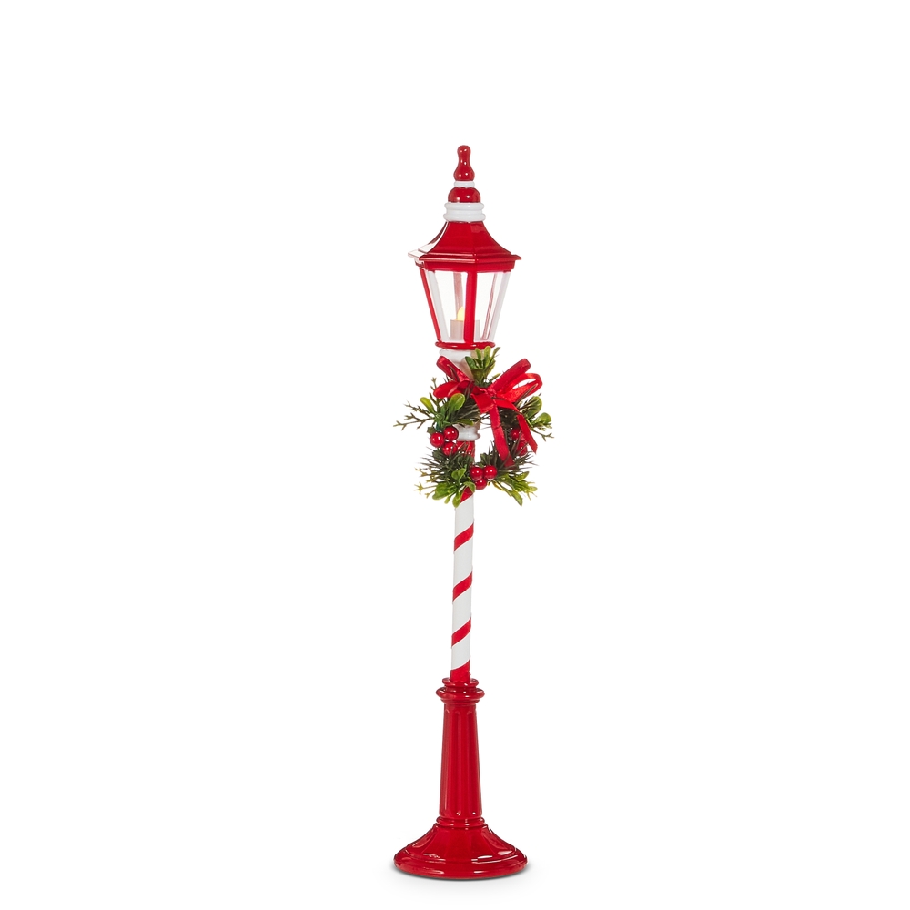 RAZ Imports 18.25" Lighted Red and White Lamp Post