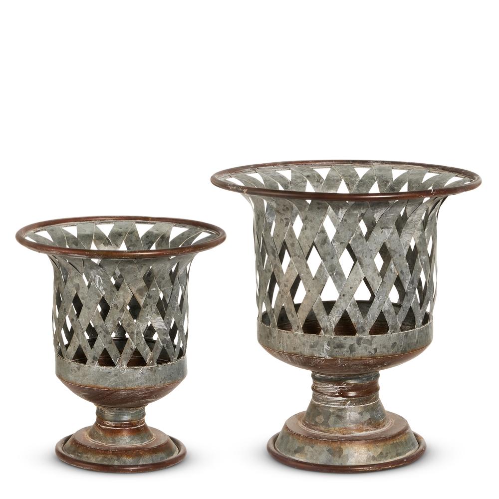 RAZ Imports 18.25" Metal Lattice Urn Planters